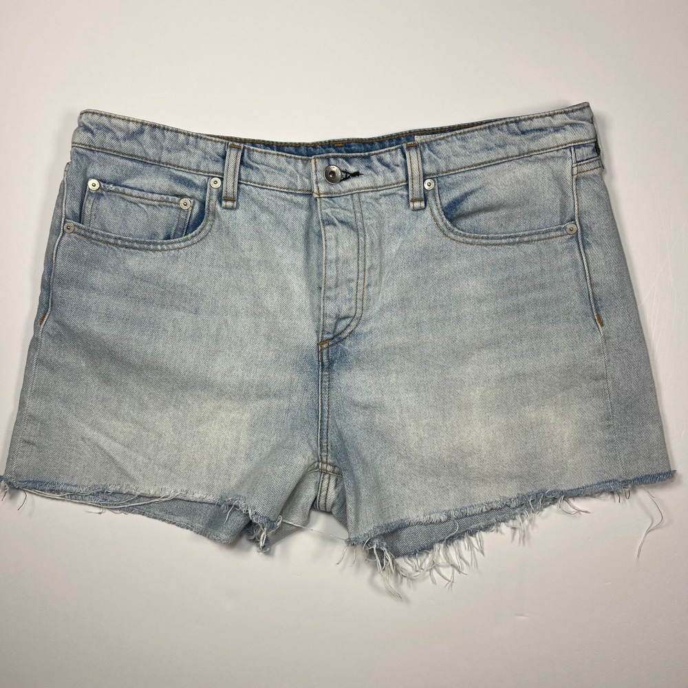 Rag &‎ Bone Dre Low-Rise Denim Shorts Womens Size 32 Jade Light Wash Raw Hem